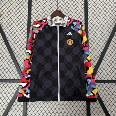 23-24 Manchester United Reversible Windbreaker Black&White Double-Sides Jacket Best Jerseys
