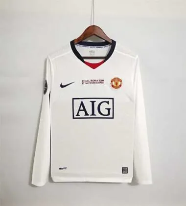 08-09 Manchester United uitwedstrijd, wit, UCL-finale, met lange mouwen