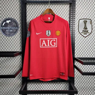 07-08 Manchester United, maglia da casa a maniche lunghe