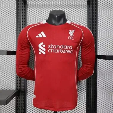 25-26 Liverpool Home Long Sleeves Kit Player Version Football T-Shirt Joy