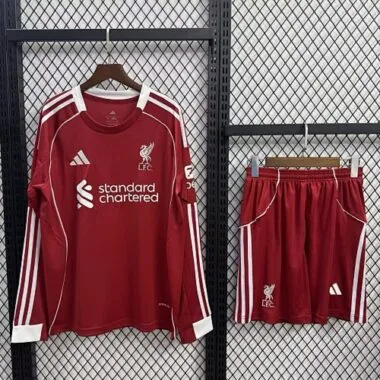 25-26 Liverpool Home Long Sleeves Kit Soccer T-Shirt
