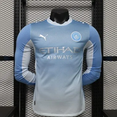 26-27 Manchester City Home Long Sleeves Kit Player Version Soccer T-Shirt