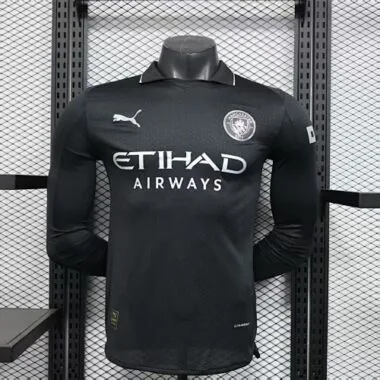25-26 Manchester City Away Kit Long Sleeves Player Version Soccer T-Shirt