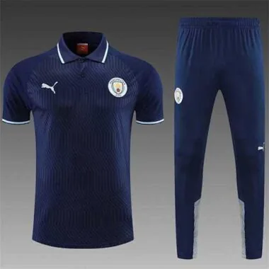Manchester City Polo deep royal blue stripes