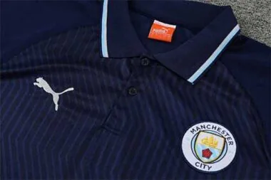 Manchester City Polo deep royal blue stripes