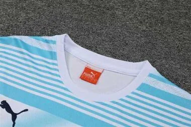 22-23 Manchester City Training Wear Short Sleeve Kit White and Blue Colorblock