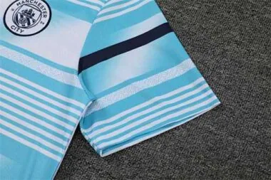 22-23 Manchester City Training Wear Short Sleeve Kit White and Blue Colorblock