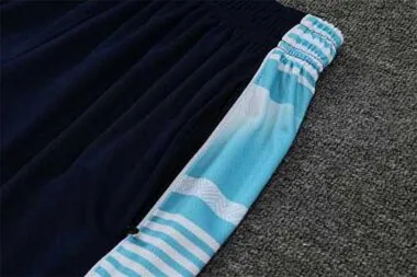 22-23 Manchester City Training Wear Short Sleeve Kit White and Blue Colorblock