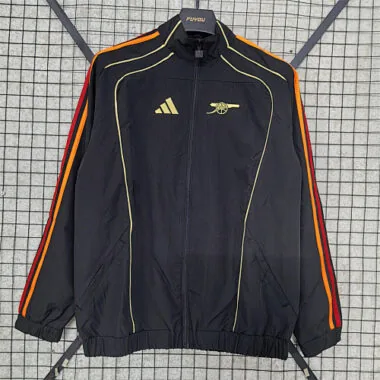 26-27 Arsenal Black Windbreaker Jackets Kit Soccer T-Shirt