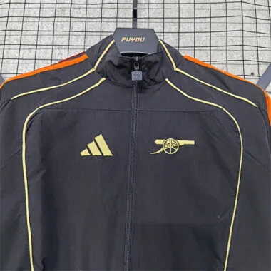 26-27 Arsenal Black Windbreaker Jackets Kit Soccer T-Shirt
