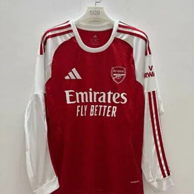 25-26 Arsenal Home Red Long Sleeves Kit Soccer T-Shirt