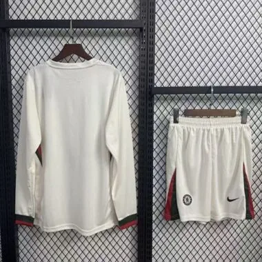 25-26 Chelsea Away White Long Sleeves Kit Soccer T-Shirt