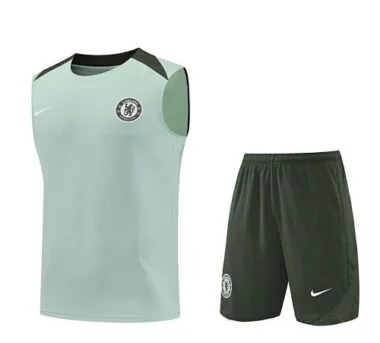 25-26 Chelsea Light Green Training Kits Football Vest Suits