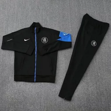 25-26 Chelsea Black Football Tracksuits Long Jacket Suits