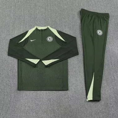 25-26 Chelsea Army Green Training Kits Long Football Tracksuits