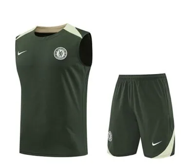 25-26 Chelsea Army Green Training Kits Football Vest Suits