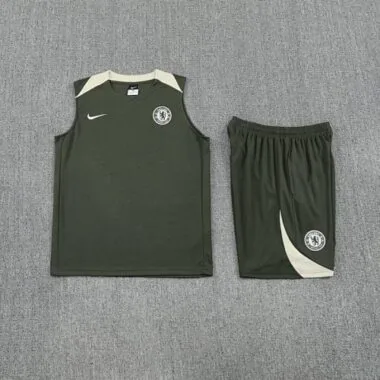 25-26 Chelsea Army Green Training Kits Football Vest Suits