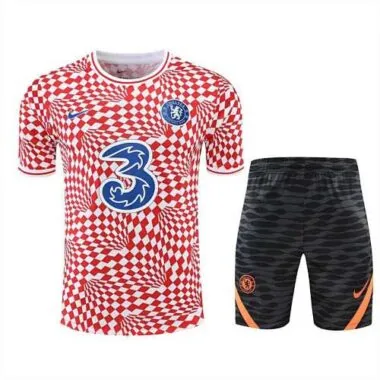 22-23 Chelsea Training Suit Short Sleeve Kit Red and White