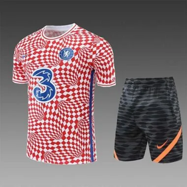 22-23 Chelsea Training Suit Short Sleeve Kit Red and White