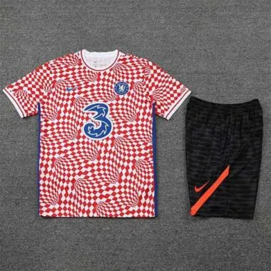 22-23 Chelsea Training Suit Short Sleeve Kit Red and White