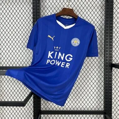 15-16 Leicester City Home Blue Kit Retro Soccer