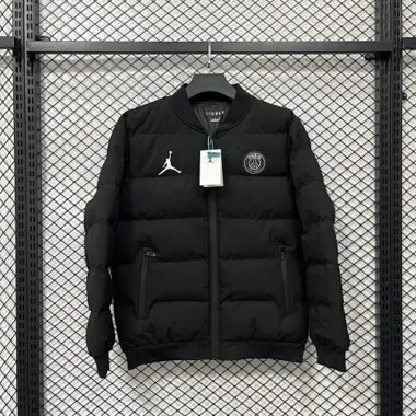 25-26 PSG Black Thermal cotton-padded jacket Kit Soccer T-Shirt