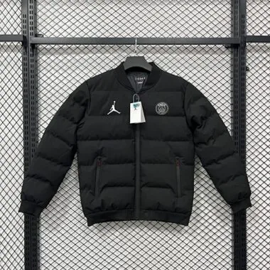 25-26 PSG Black Thermal cotton-padded jacket Kit Soccer T-Shirt