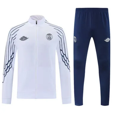 25-26 PSG x Jordan White Football Tracksuits Long Jacket Suits