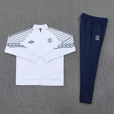 25-26 PSG x Jordan White Football Tracksuits Long Jacket Suits
