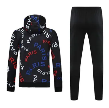 25-26 PSG x Jordan Technical Tracksuit Black Colors Hoodie Suits