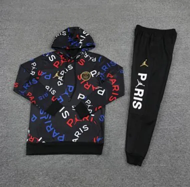 25-26 PSG x Jordan Technical Tracksuit Black Colors Hoodie Suits