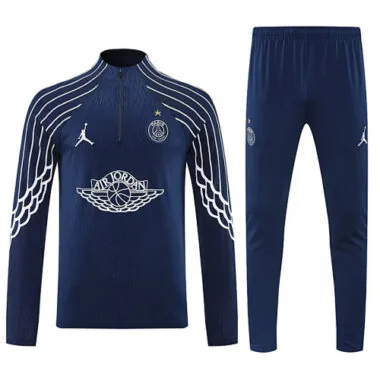 25-26 PSG x Jordan Navy Football Tracksuits Long Jacket Suits