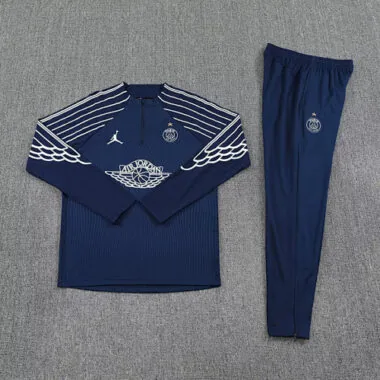 25-26 PSG x Jordan Navy Football Tracksuits Long Jacket Suits
