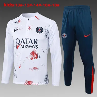 24-25 PSG Kids Long Sleeve Training Suit Football Shirts(6)