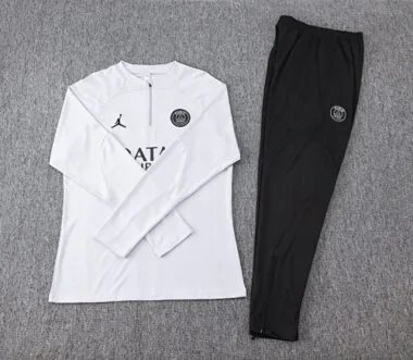 23-24 PSG Long Sleeve Tracksuit White Training Suits Football