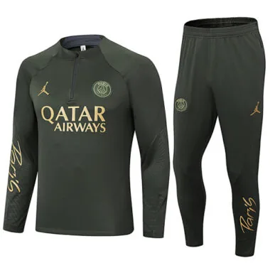 23-24 PSG Long Sleeve Tracksuit Green Training Suits Football Replicas Yupoo