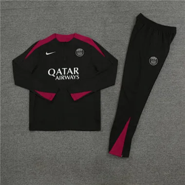 24-25 PSG Long Sleeve Tracksuit Black Training Suits Football