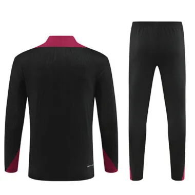 24-25 PSG Long Sleeve Tracksuit Black Training Suits Football