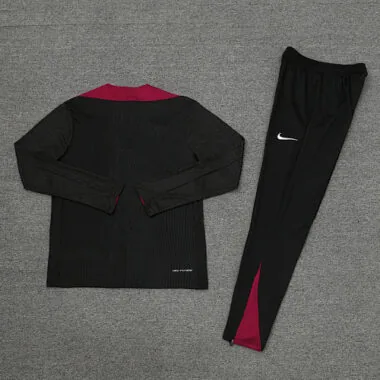 24-25 PSG Long Sleeve Tracksuit Black Training Suits Football
