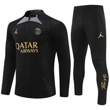 23-24 PSG Long Sleeve Tracksuit Black Training Suits Jersey Supplier Yupoo