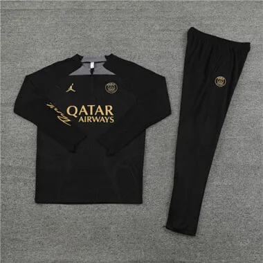 23-24 PSG Long Sleeve Tracksuit Black Training Suits Jersey