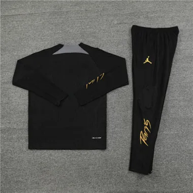 23-24 PSG Long Sleeve Tracksuit Black Training Suits Jersey