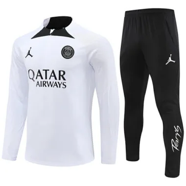 23-24 PSG Long Sleeve Kits White Zipper Training Suits Jersey Supplier Yupoo