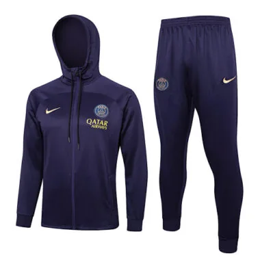 23-24 PSG Navy Hoodie Jacket Suits Long Sleeve Zipper Tracksuit Cheap Jerseys Yupoo