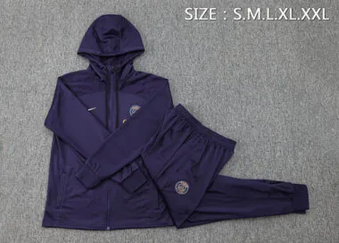 23-24 PSG Navy Hoodie Jacket Suits Long Sleeve Zipper Tracksuit Cheap Jerseys