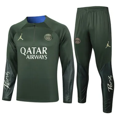 23-24 PSG Military Color Training Suits Long Sleeve Zipper Tracksuit Cheap Jerseys Yupoo