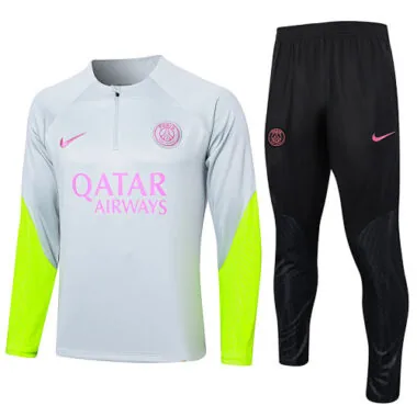 23-24 PSG Grey&Yellow Training Suits Long Sleeve Zipper Tracksuits Cheap Jerseys Yupoo