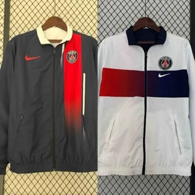 23-24 PSG Reversible Windbreaker White&Navy Double-Sides Jacket Soccer Jerseys For Sale