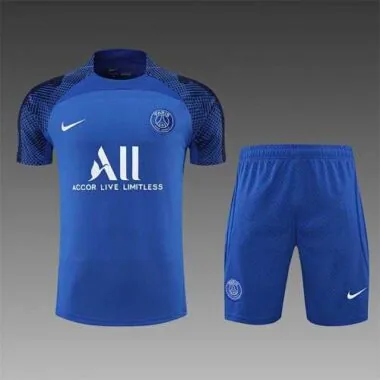 Conjunto de treino do PSG 22-23, manga curta, azul