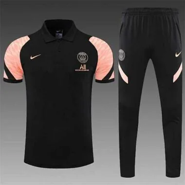 Polo PSG black pink-sleeves